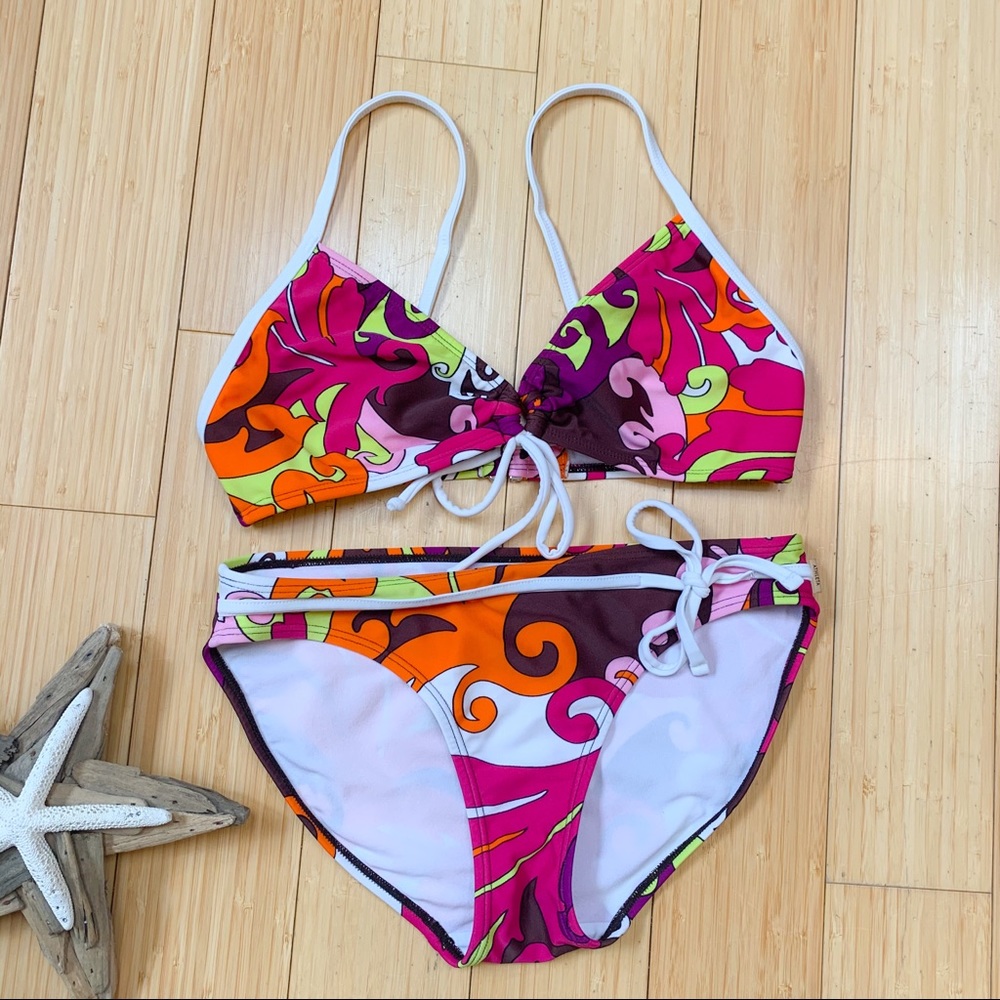 Rare: Athleta Multicolor Retro Mod Print Bikini